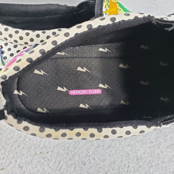 Punkrose Slip On Memory Foam Sneakers Black White Polka Dot Abstract Sole Red - Picture 6 of 15